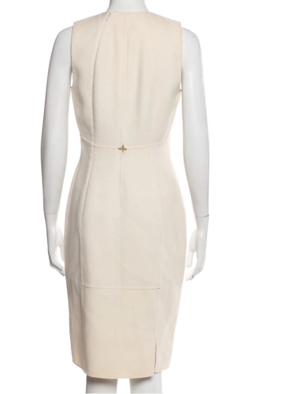 Chado by Ralph Rucci Wool Cream Sheath Dress - Elegant Professional Style - Picture 3 of 13